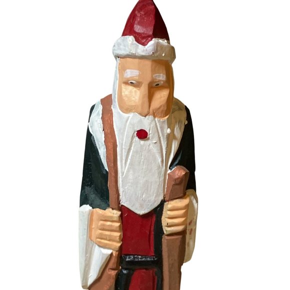 Carved Wooden Santa Holiday Home Decor Vintage Carved Wood Santa, 1992, - Picture 2 of 9